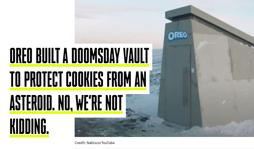 Oreo Oreo Built A Doomsday Vault To Protect Cookies From An Asteroid. No, We'Re Not Kidding. Credit NabiscoYouTube
