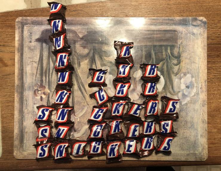 "Distribution of SNICKERS letters in my Halloween candy."
