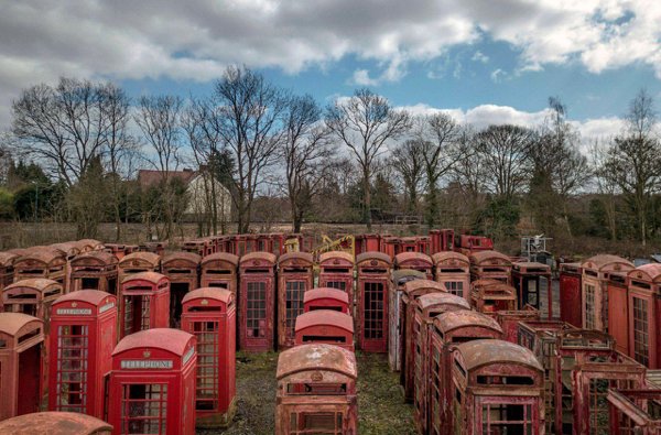 red telephone box graveyard - Be