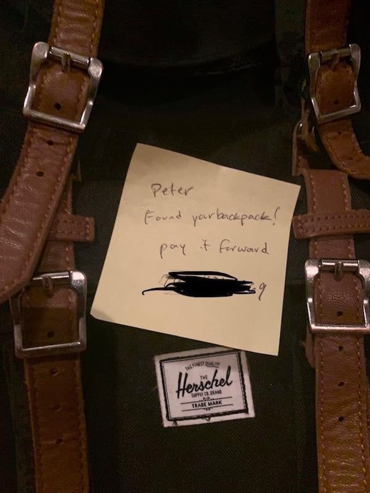 strap - Peter Found your backpack! pay it forward Testo Herschel soft.And 02 Trademark