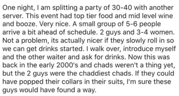 Entitled Chads Treat Waiter Like Crap, Then Served Karma.