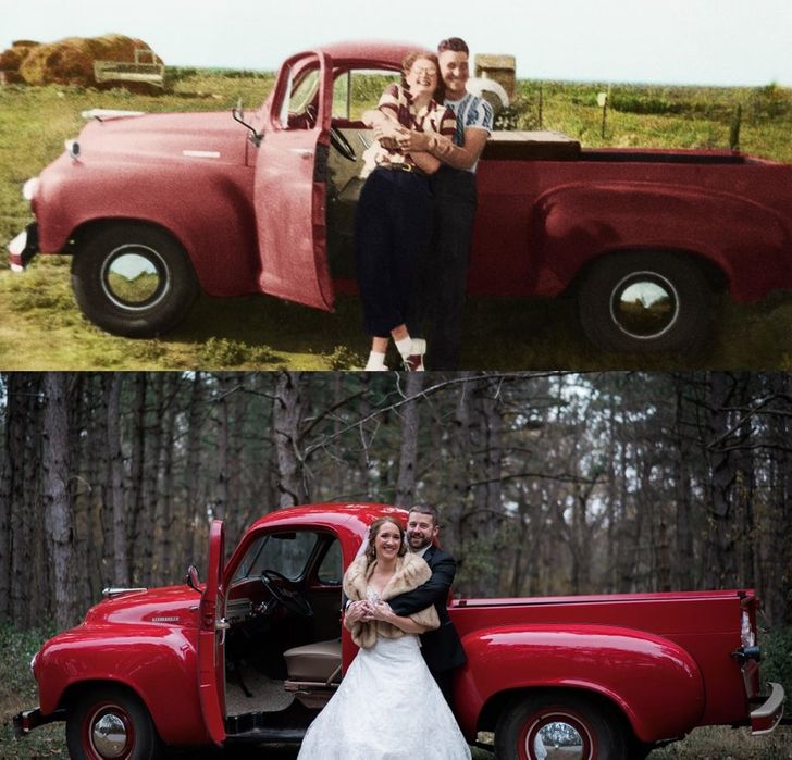 We were lucky enough to use the same truck for our wedding that my grandparents used in theirs 66 years ago.