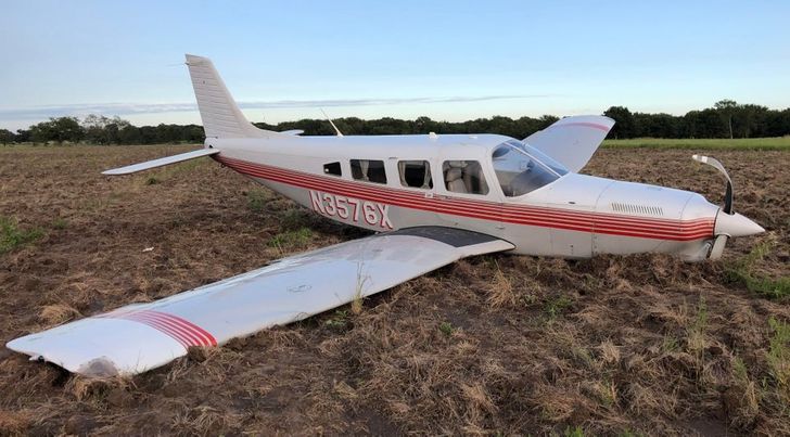 My dad was flying, but the engine crashed. He was able to land in a field and nobody got hurt.