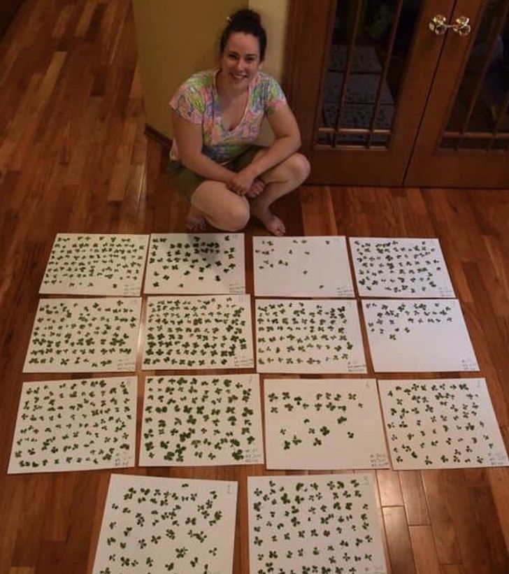 “Set a Guinness World Record by collecting 887 four-leaf clovers in 8 hours.”