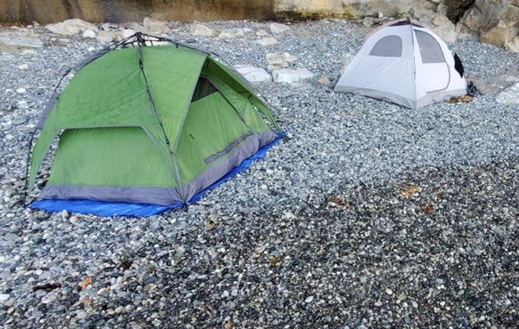 “The ocean tide almost made it to my tent overnight.”