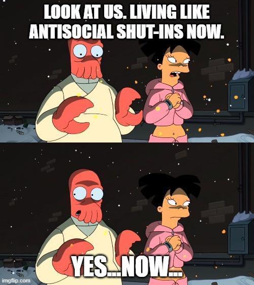 zoidberg meme - Look At Us. Living Antisocial ShutIns Now. Yes.Nowa imgflip.com