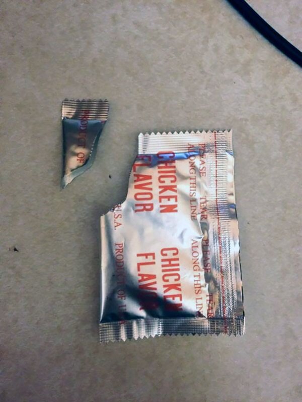 “Spent 30 mins looking through the trash for this packet to prove to my girl the corner wasn’t from a condom wrapper.”