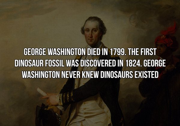 george washington - George Washington Died In 1799. The First Dinosaur Fossil Was Discovered In 1824. George Washington Never Knew Dinosaurs Existed