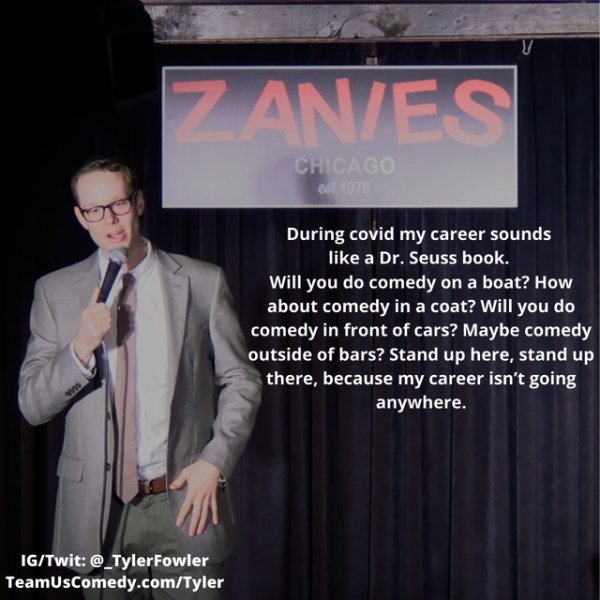 presentation - ZanEs Chicago ell 1970 During covid my career sounds a Dr. Seuss book. Will you do comedy on a boat? How about comedy in a coat? Will you do comedy in front of cars? Maybe comedy outside of bars? Stand up here, stand up there, because my ca