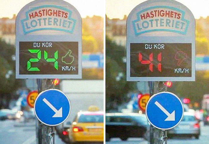 Idea: The “Fun Theory” campaign from Volkswagen aimed at getting people to change their behavior and do the right thing.

Part of the campaign was the speed camera lottery, which meant that when a car passed a specific crossing, the speed camera would take a picture of it and measure its speed. If the driver was above the speed limit, they would get a fine. But interestingly, the fine fund was used to cover the lottery price for obedient drivers.

Result: Previous to the speed camera lottery, the average speed on this part of the road was 20 miles per hour. After its launch, the speed was reduced by 22% to 15 miles per hour since drivers were much more motivated not to exceed the speed limit. As a result, The Swedish National Society for Road Safety installed a few such speed cameras along their national highways.