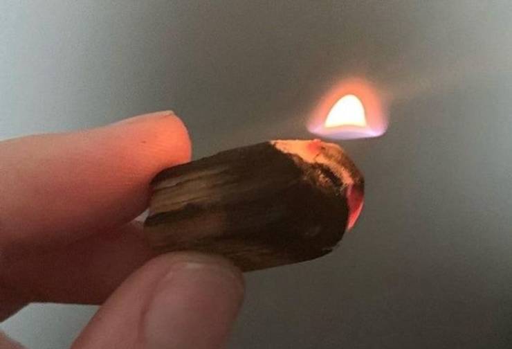 “Burning a piece of palo santo and this little flame appeared to be floating.”