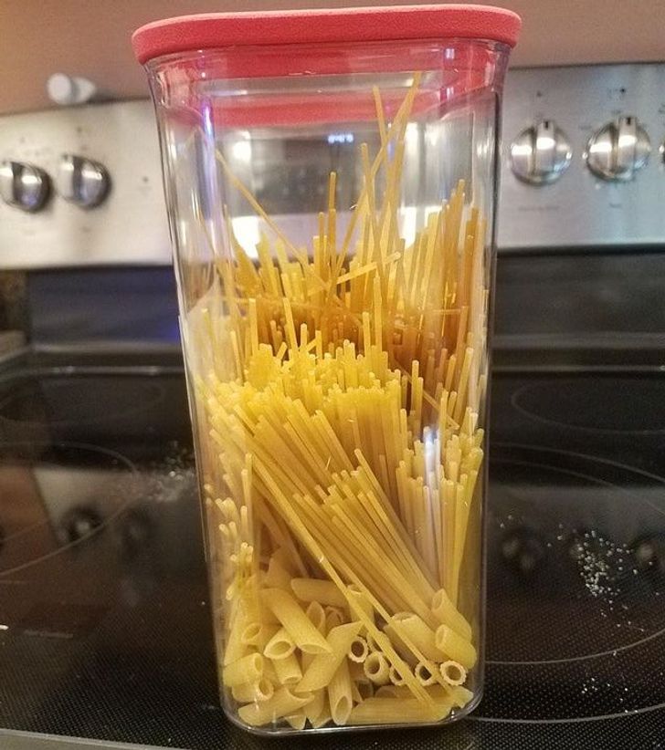 “My husband ’helping’ by consolidating all of our pasta”