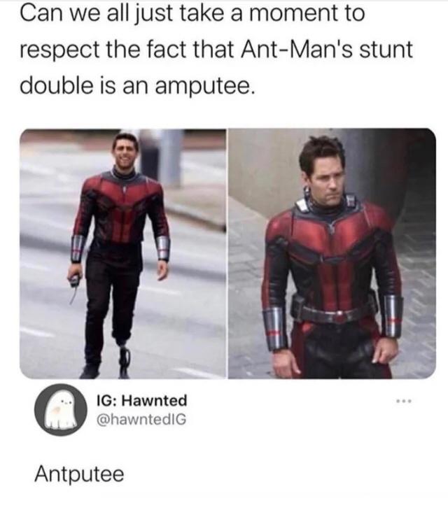 bottom scott lang - Can we all just take a moment to respect the fact that AntMan's stunt double is an amputee. Ig Hawnted Antputee