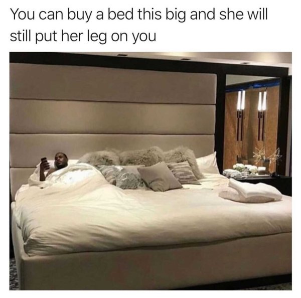 you can buy a bed this big - You can buy a bed this big and she will still put her leg on you Kann