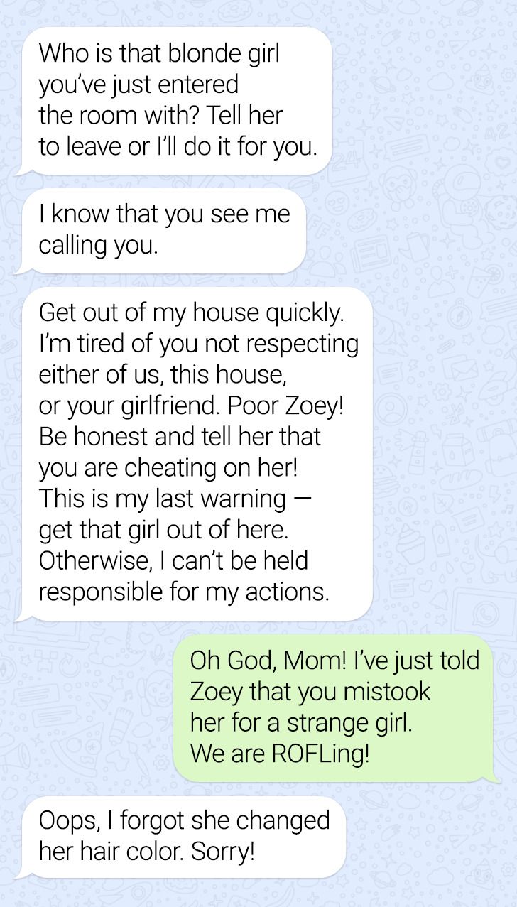 paper - Who is that blonde girl you've just entered the room with? Tell her to leave or I'll do it for you. I know that you see me calling you. Get out of my house quickly. I'm tired of you not respecting either of us, this house, or your girlfriend. Poor