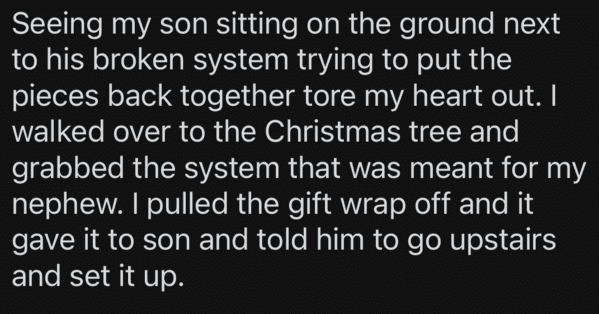 Is This Guy An A-Hole For Taking a Gift For His Nephew and Giving it to His Son?