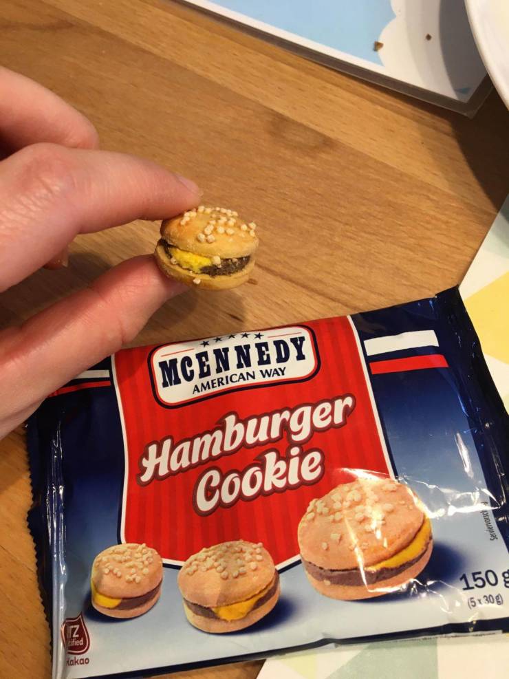 cool stuff people saw - junk food - Mcennedy American Way Hamburger Cookie 150 g 5130g Z fied Kakao