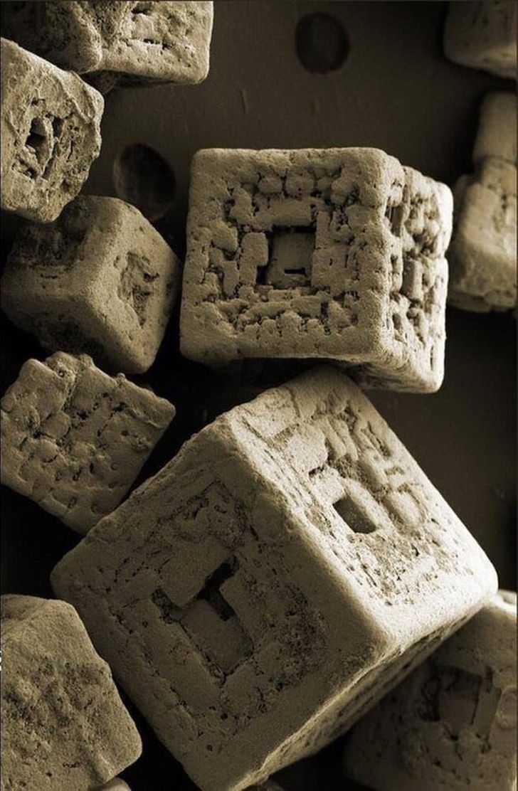 Grains of salt under an electron microscope