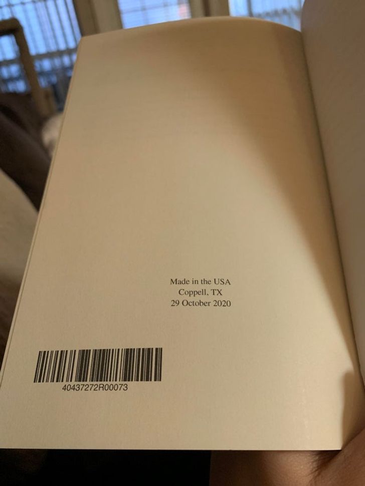 “This book I bought on Amazon was printed yesterday.”