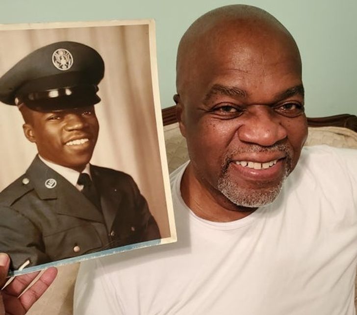 “My dad the veteran, 18 years old vs 77 years old!”