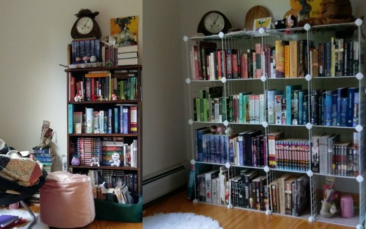 “My collection had long since outgrown the old shelf, but the old one’s been with me since middle school. I’ll find a way to repurpose it!”