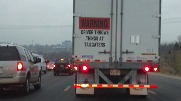funniest bumper stickers - Warning Driver Throws Things At Tailgaters 11 Nine Eleven
