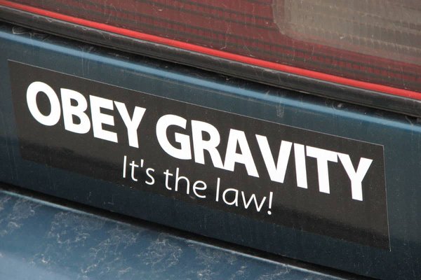 vehicle registration plate - Obey Gravity It's the law!
