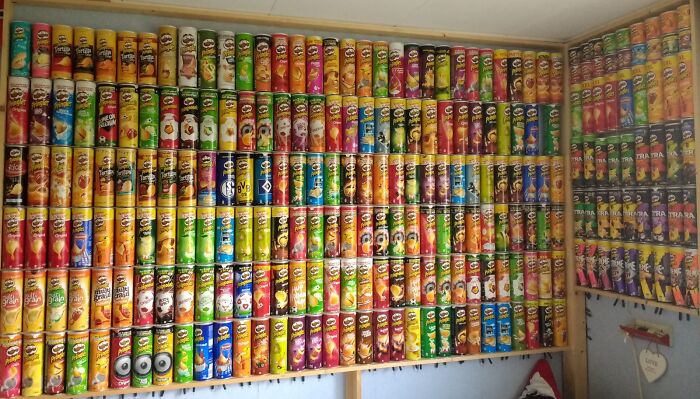 My Friend's Extensive Pringle Collection Wall