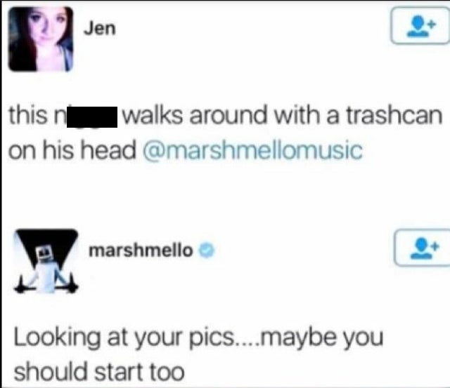 web page - Jen this n walks around with a trashcan on his head marshmello Looking at your pics....maybe you should start too