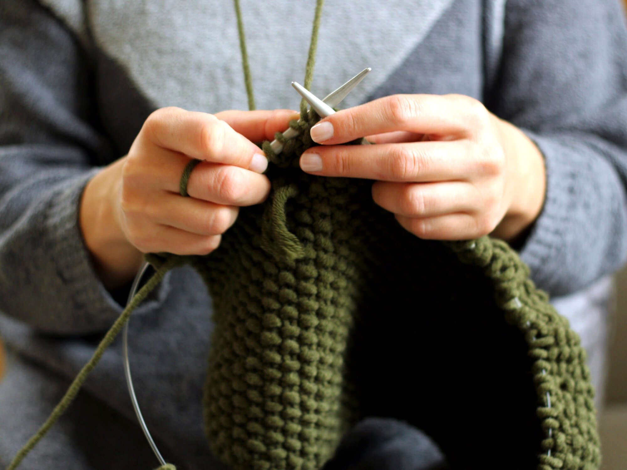 knitting with needles