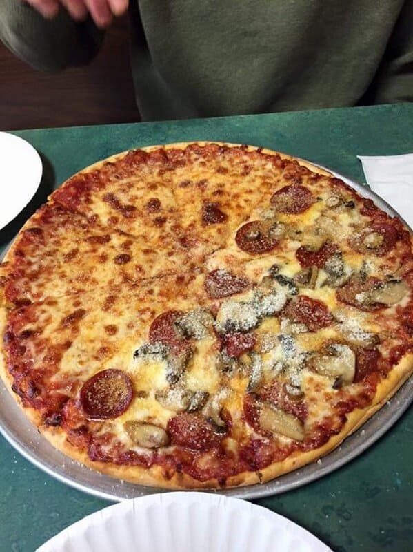 Ordered a “half mushroom half pepperoni” pizza…