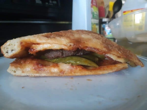 My niece wanted a pizza-burger for breakfast. My sister complied.