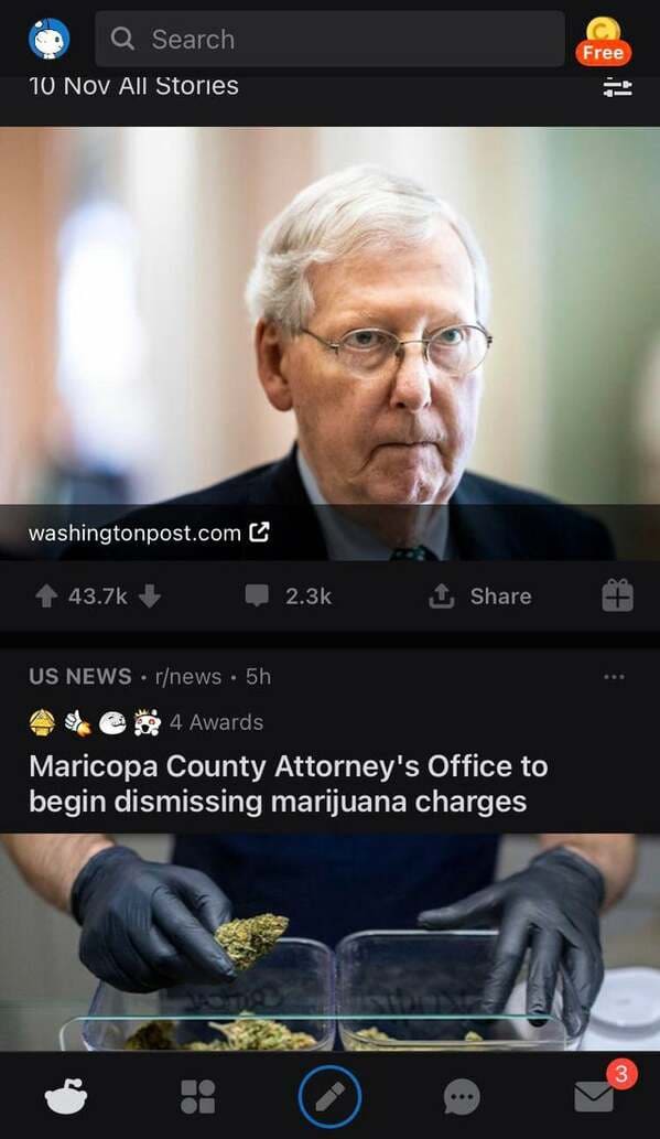 screenshot - Q Search Free 10 Nov All Stories D i! washingtonpost.com Us News .rnews. 5h 4e4 Awards Maricopa County Attorney's Office to begin dismissing marijuana charges