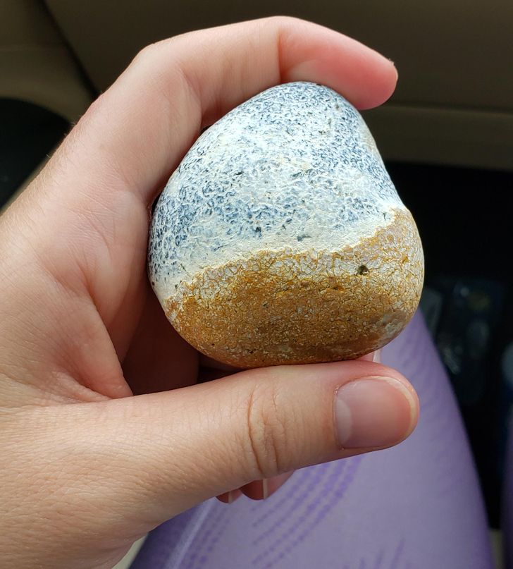 “The rock I found at the beach looks like the beach.”