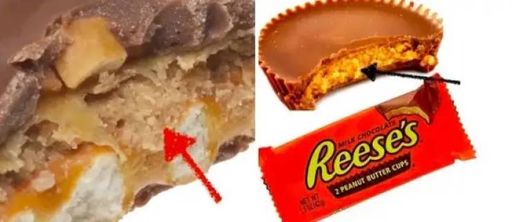 Take 5 bars are filled with Reese's peanut butter.