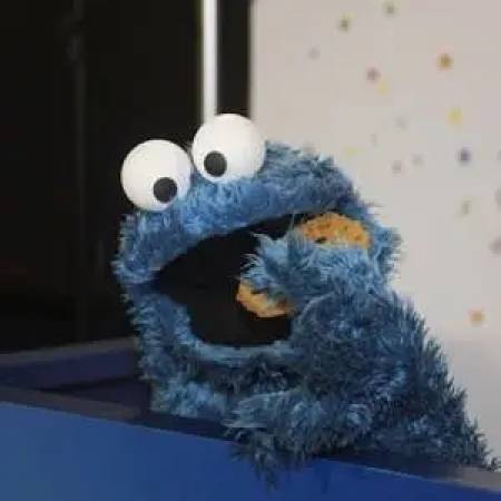 The cookies that the Cookie Monster enjoys on Sesame Street are actually painted rice cakes.