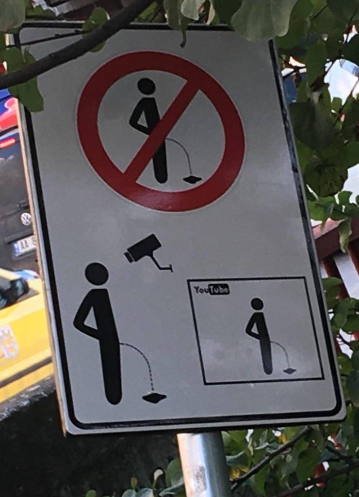 “This sign in Albania warning against public urination.”