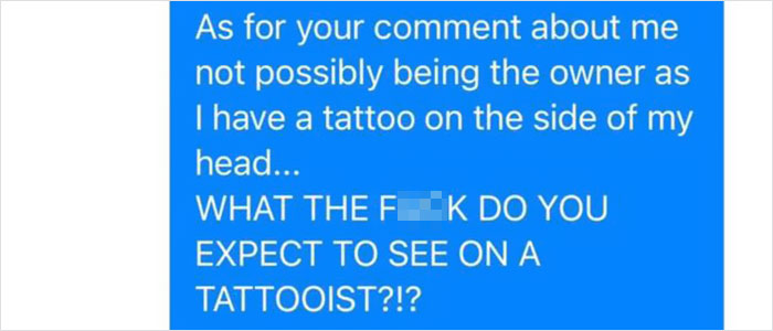 Tattoo Artist Shuts Down Nasty Male Karen.