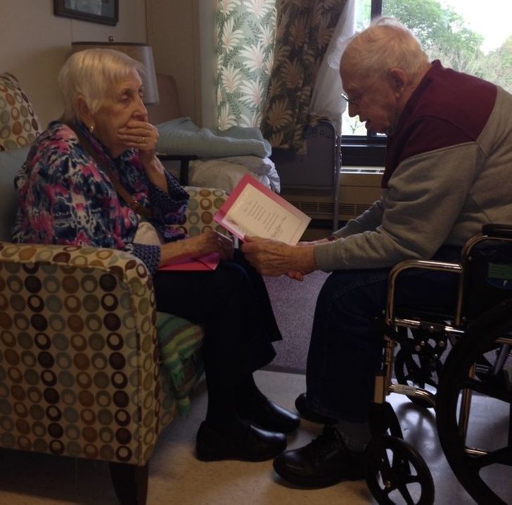 “My grandfather reads a Mother’s Day card to his wife of 65 years, who lost her sight 3 years ago. They are my 2 favorite people in the world.”