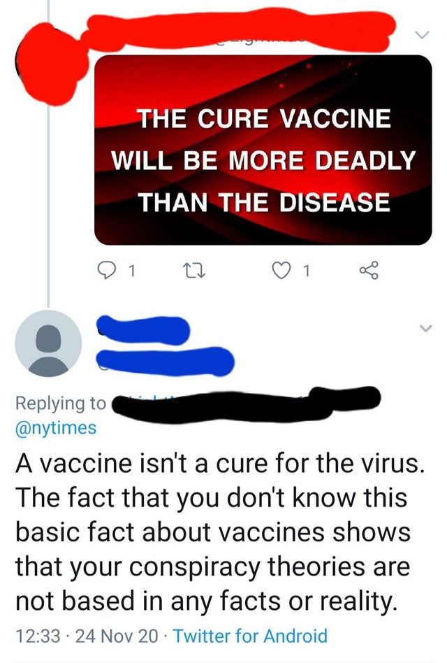 clip art - The Cure Vaccine Will Be More Deadly Than The Disease 1 A vaccine isn't a cure for the virus. The fact that you don't know this basic fact about vaccines shows that your conspiracy theories are not based in any facts or reality. 24 Nov 20 Twitt