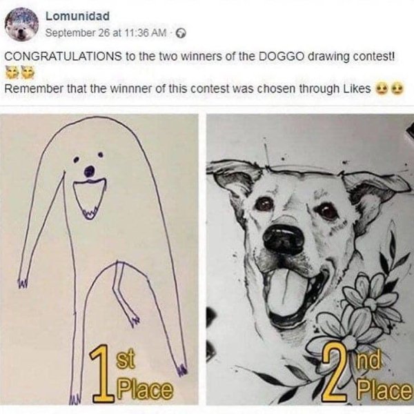 doggo drawing contest - Lomunidad September 26 at Congratulations to the two winners of the Doggo drawing contest! Remember that the winnner of this contest was chosen through 18 2 Place ind Place