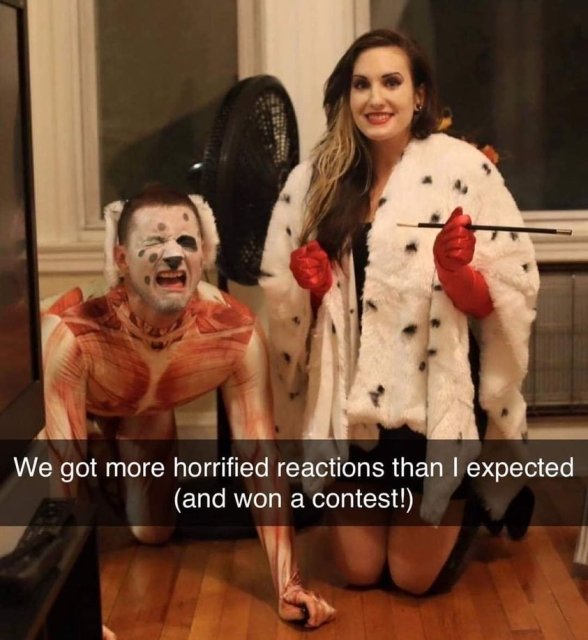brutal couple halloween costumes - We got more horrified reactions than I expected and won a contest!