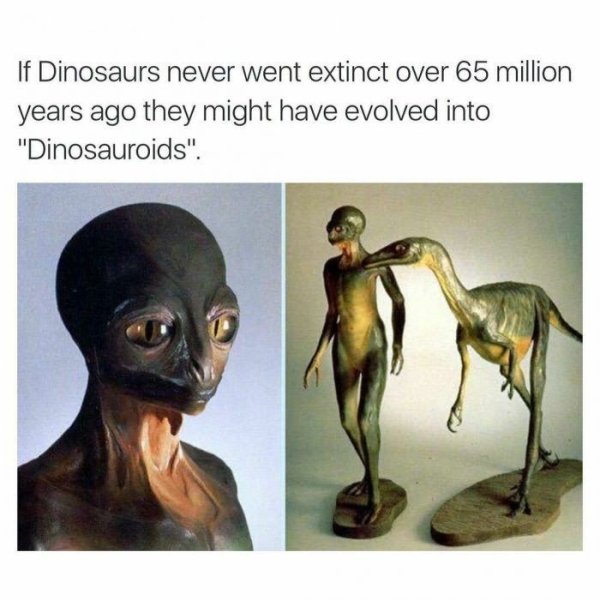 reptilian dinosaur - If Dinosaurs never went extinct over 65 million years ago they might have evolved into "Dinosauroids".