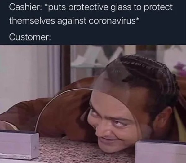 Hairstyle - Cashier puts protective glass to protect themselves against coronavirus Customer