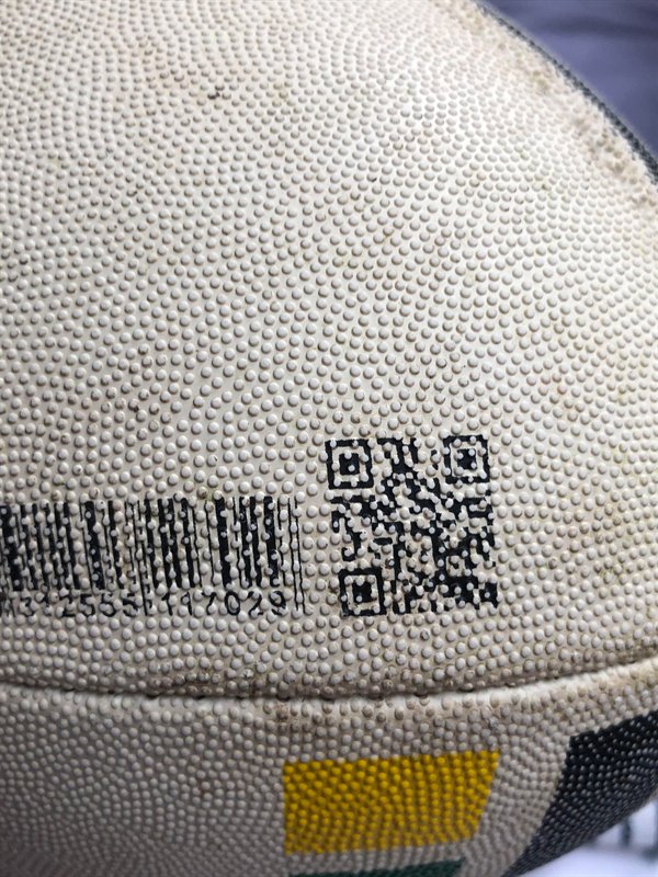 A QR code on a ball you can’t scan because of the bumps.