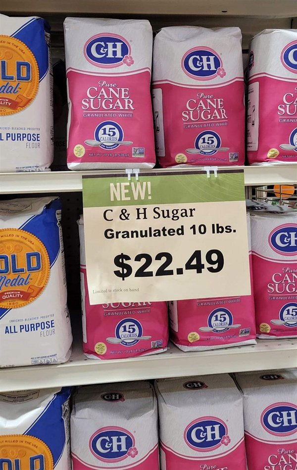 “Cost of sugar in rural Alaska. The 10# bag of flour next to it is $32.”