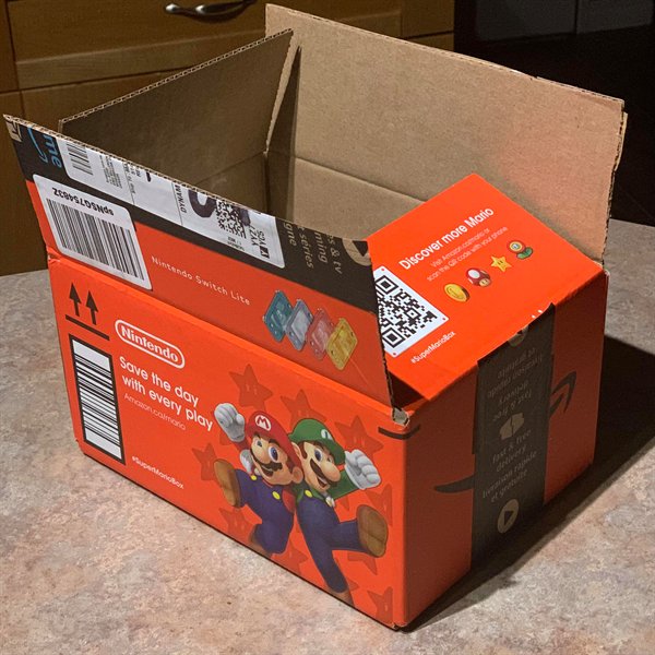 “I ordered mundane items from Amazon, I got a delivery notif, I asked my son to bring the box in and said jokingly, Don’t open it it may be Christmas presents! He has asked for a Switch for Christmas, he now thinks he’s getting one because of the promo on the Amazon box, sadly this isn’t true.”