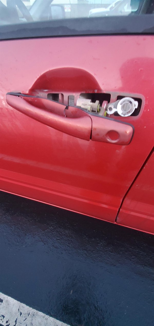 “Car door was frozen shut and I pulled too hard.”