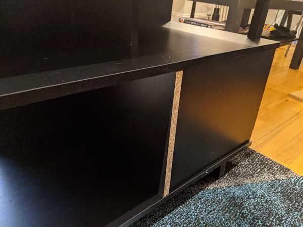 “I spent an hour assembling this TV stand, and just realized that I put one of the boards in backwards.”