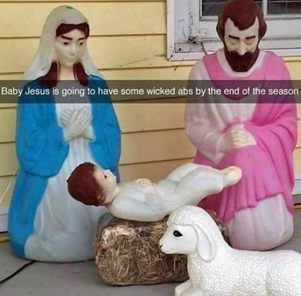 baby jesus abs meme - Baby Jesus is going to have some wicked abs by the end of the season
